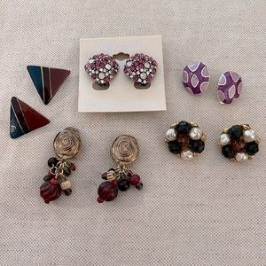 Vintage purple and burgundy clip on earrings